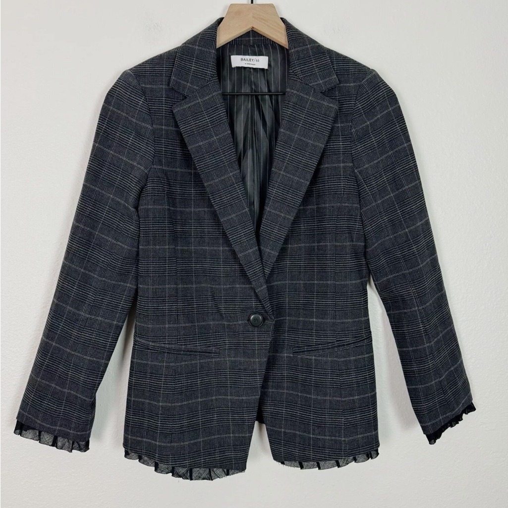 Bailey 44 Anna Plaid Ruffle Blazer Nwt S 6